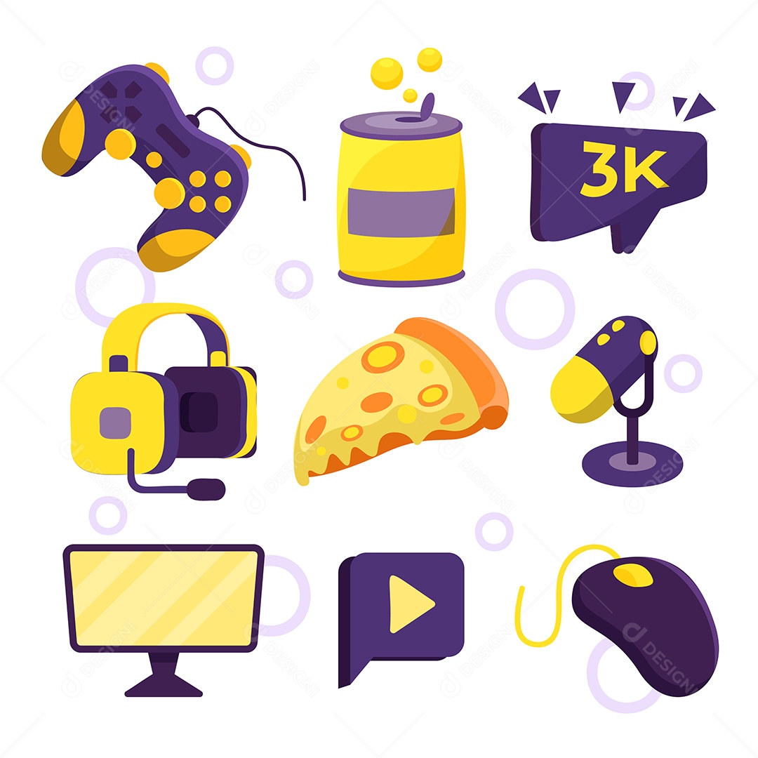 Conjunto de Elementos de Jogos Online Ilustração Vetor EPS