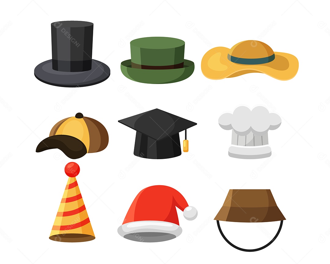 Conjunto de Chapéus Ilustração Vetor EPS