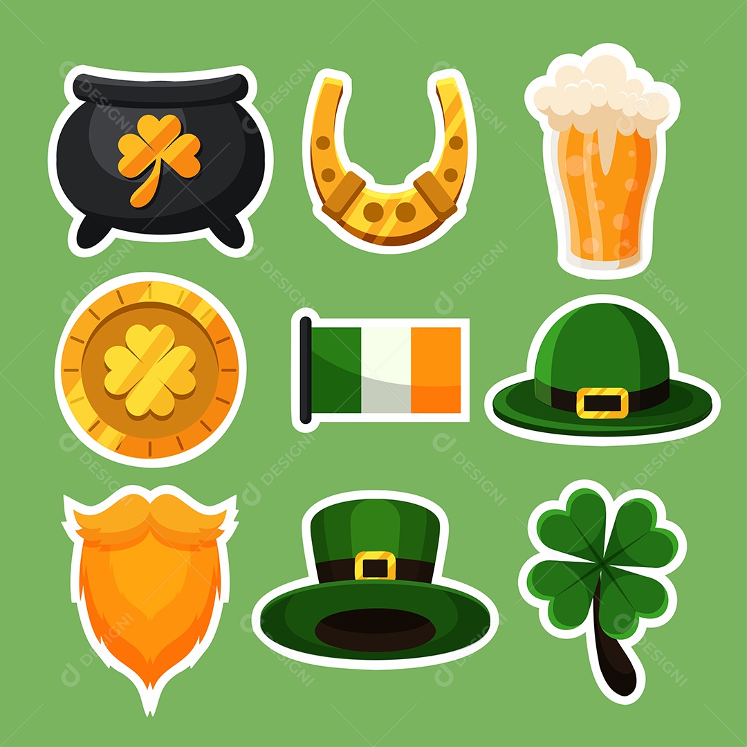 Elementos do Dia de São Patrício Ilustração Vetor EPS
