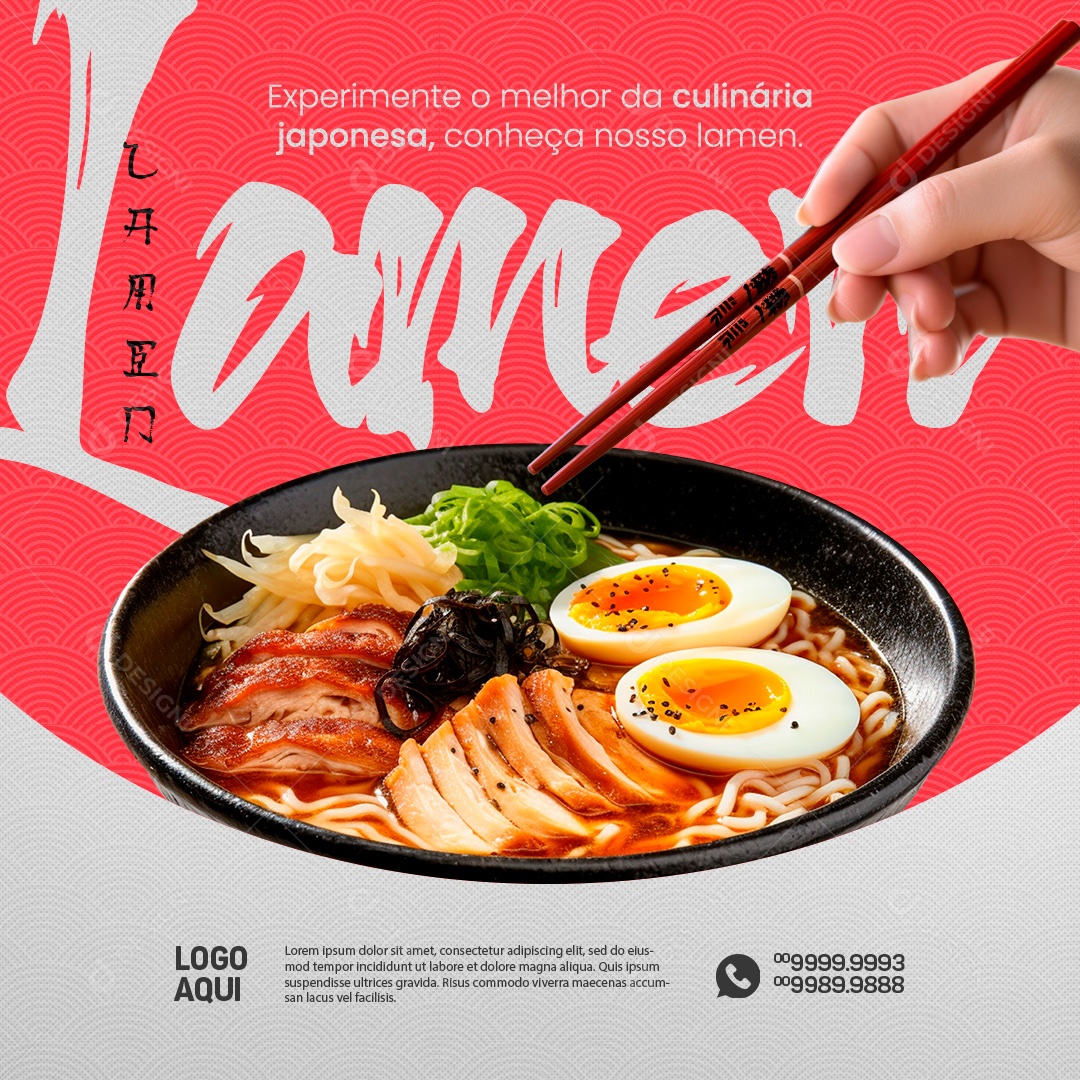 Experimente o Melhor da Culinária Japonesa, Conheça nosso Lamen Social Media PSD Editável