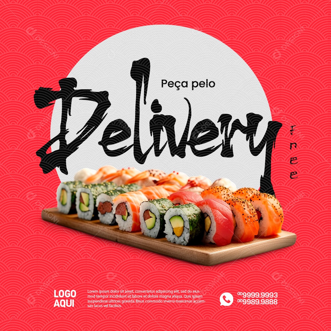 Comida Japonensa Peça Pelo Delivery Social Media PSD Editável