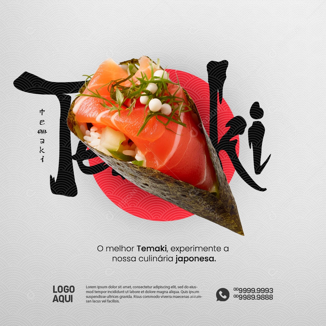 O Melhor Temaki, Experimente a Nossa Culinária Japonse Social Media PSD Editável