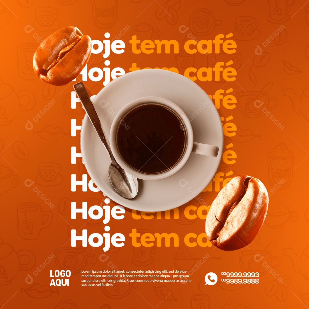 Hoje tem Café Cafeteria Social Media PSD Editável