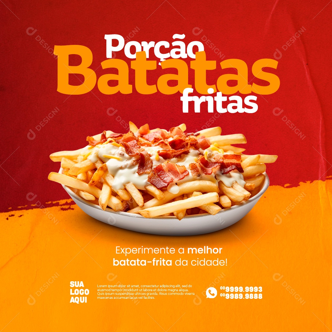 Porção de Batatas Fritas Hamburgueria Social Media PSD Editável