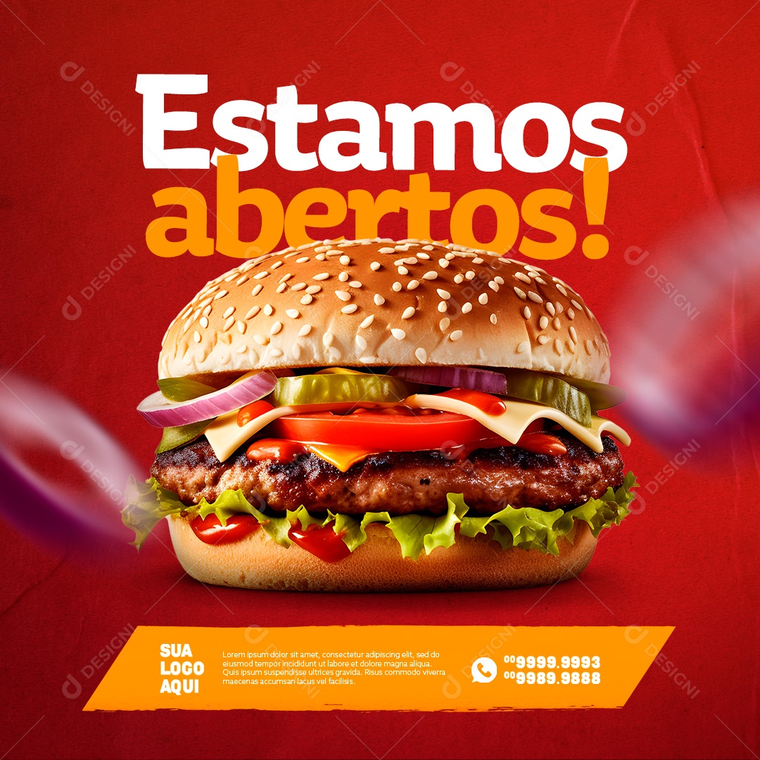 Estamos Abertos Hamburgueria Social Media PSD Editável