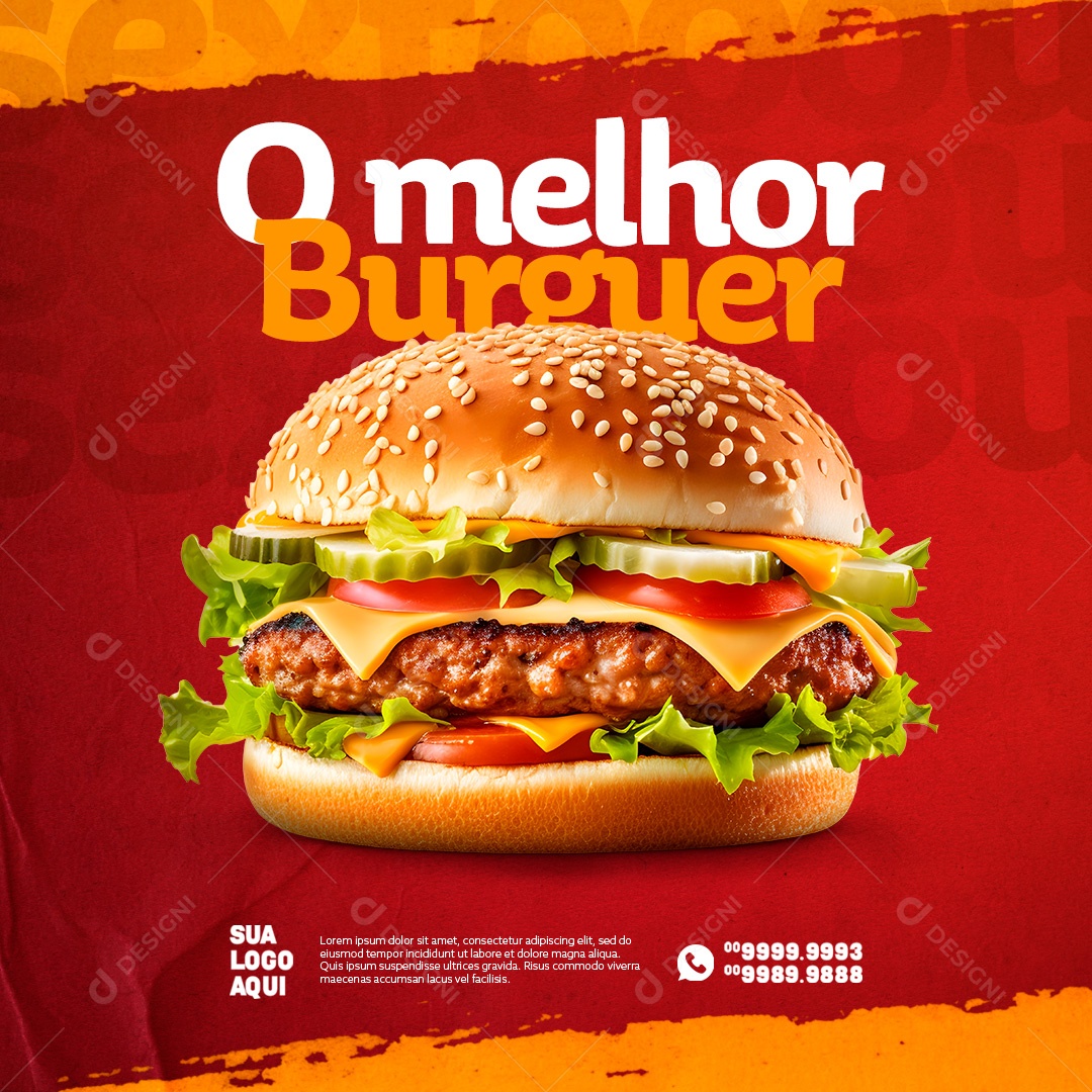 O Melhor Burguer Hamburgueria Social Media PSD Editável