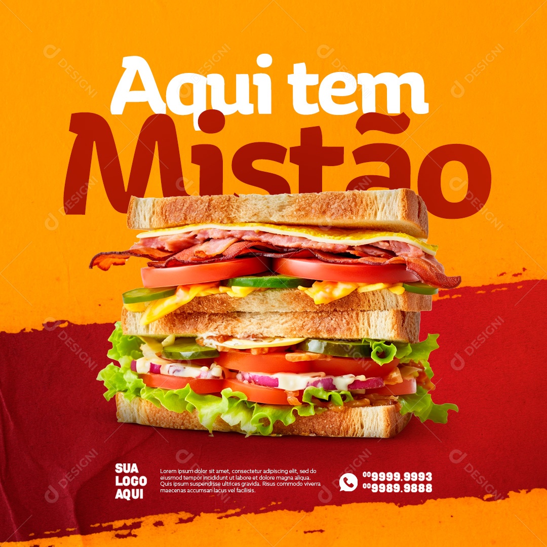 Aqui Tem Mistão Hamburgueria Social Media PSD Editável