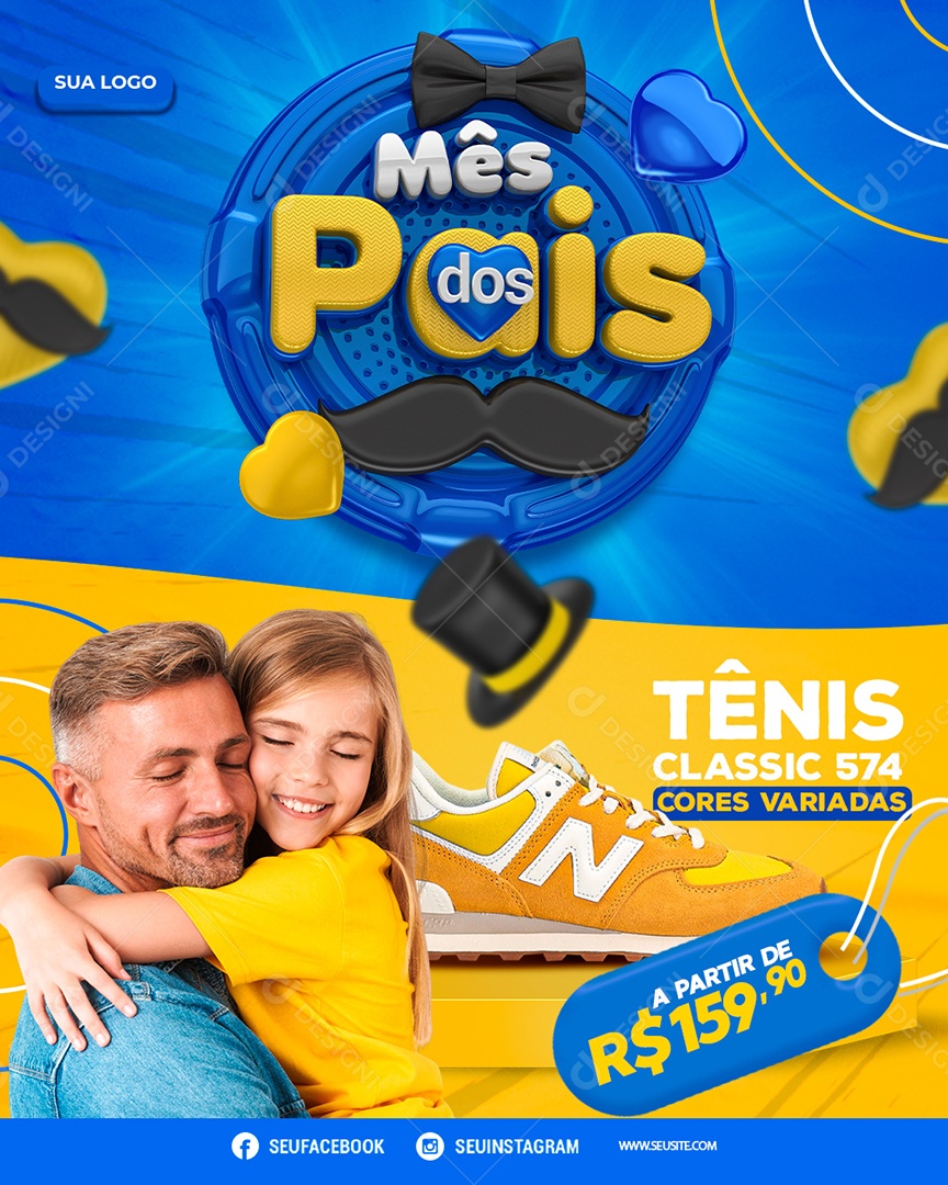 Selo 3D Mês Dos Pais Para Composição PSD