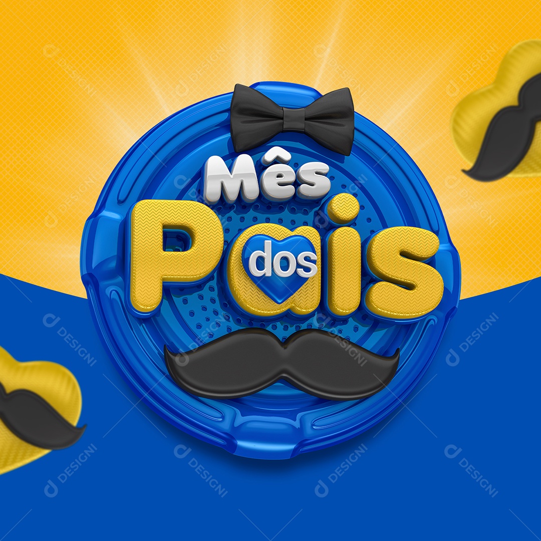 Selo 3D Mês Dos Pais Para Composição PSD