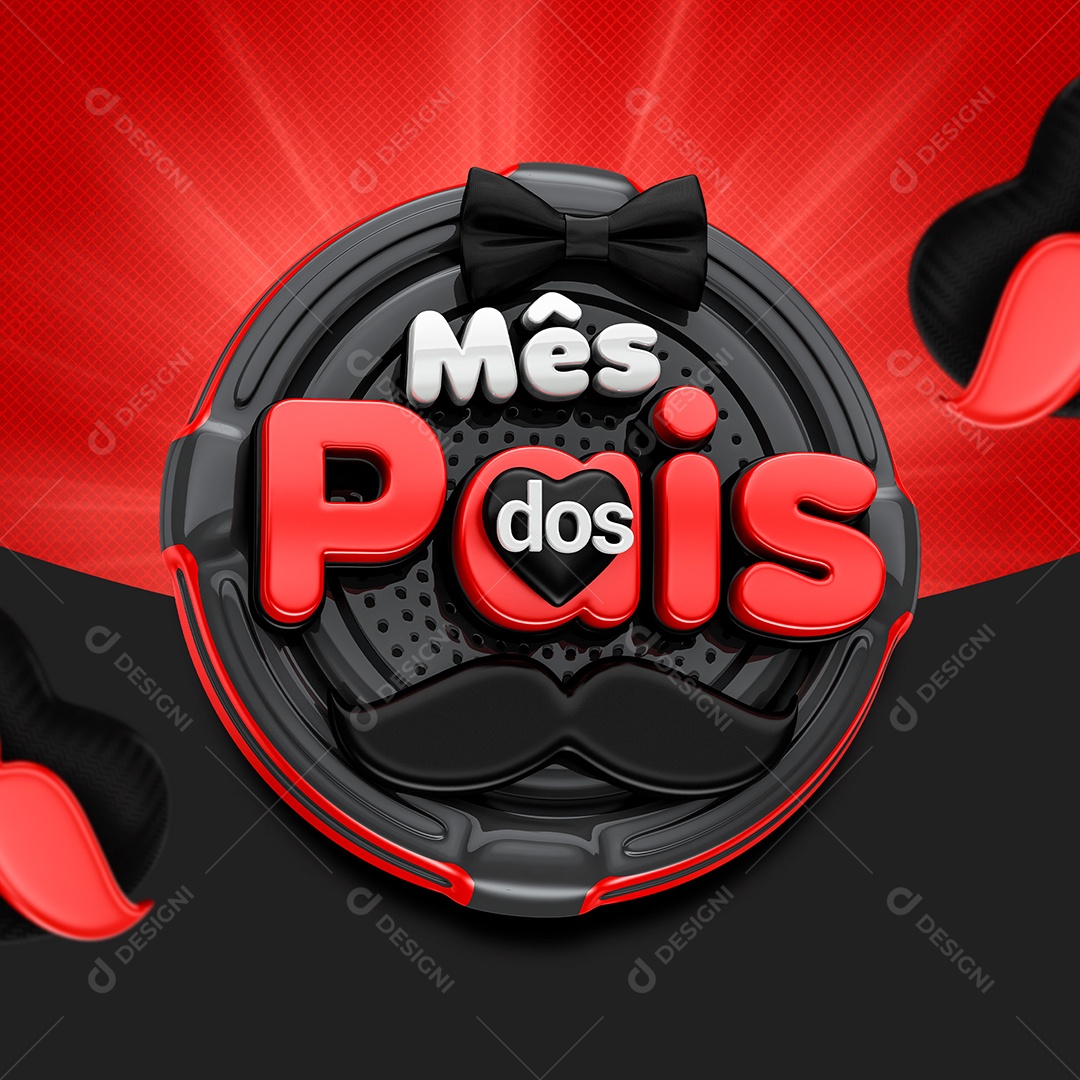 Selo 3D Mês Dos Pais Para Composição PSD