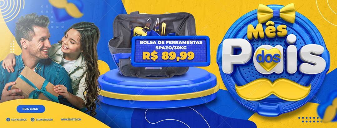 Carrossel Mês dos Pais Social Media PSD Editável