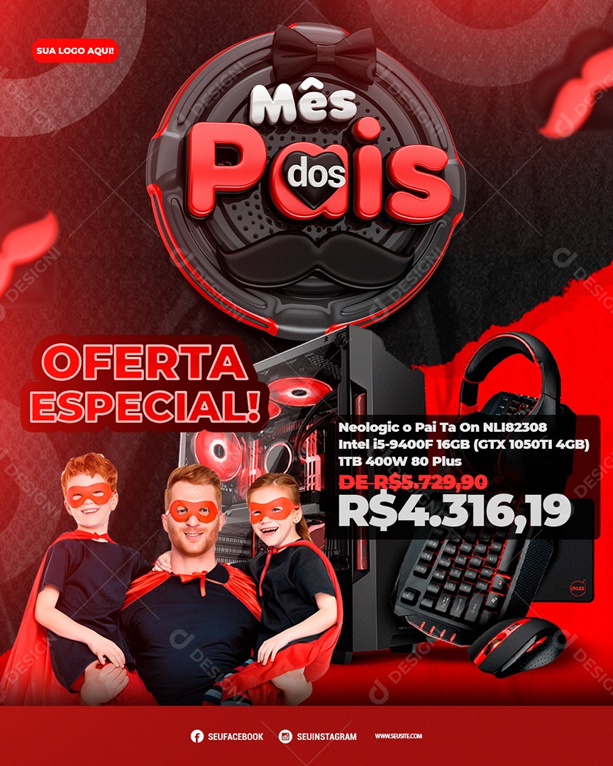 Mês dos Pais Social Media PSD Editável