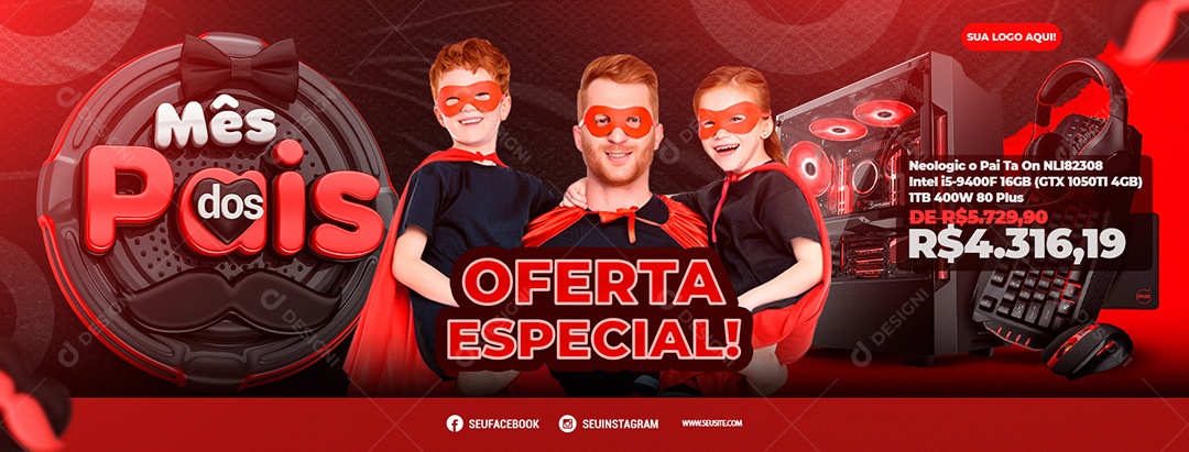 Carrossel Oferta Especial Mês dos Pais Social Media PSD Editável