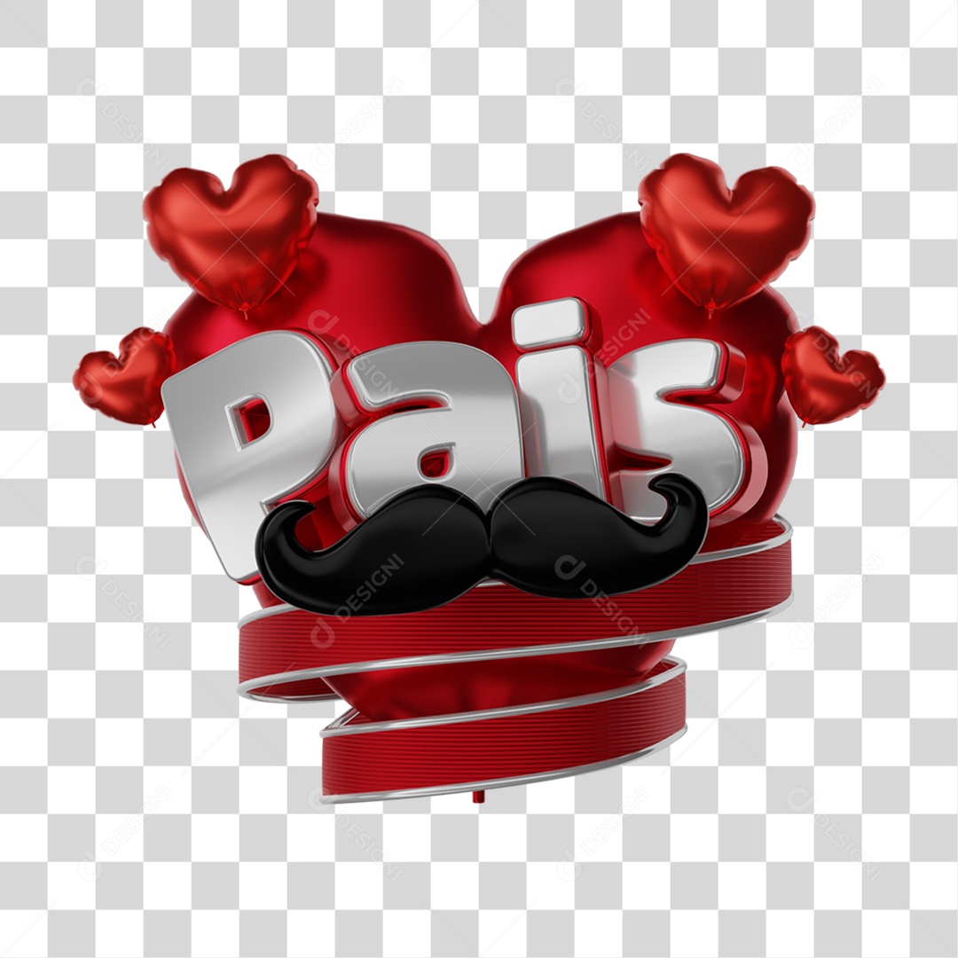Selo 3D Dia dos Pais PNG Transparente