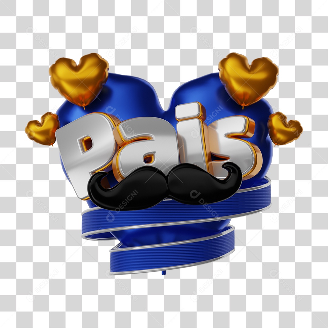Selo 3D Dia dos Pais PNG Transparente