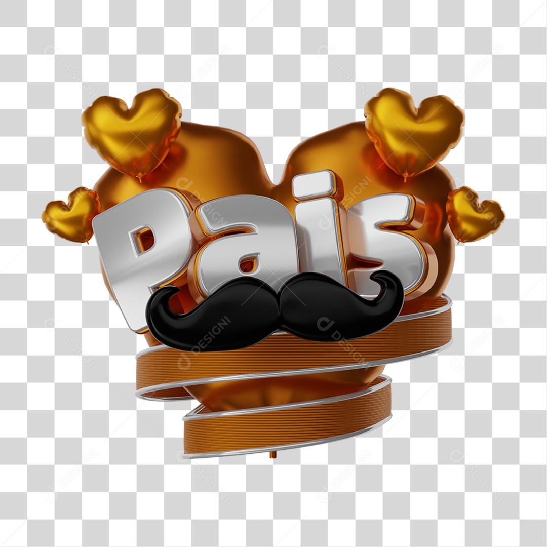 Selo 3D Dia dos Pais PNG Transparente