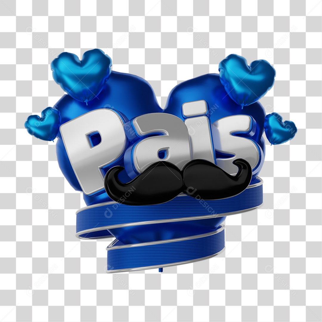 Selo 3D Dia dos Pais PNG Transparente