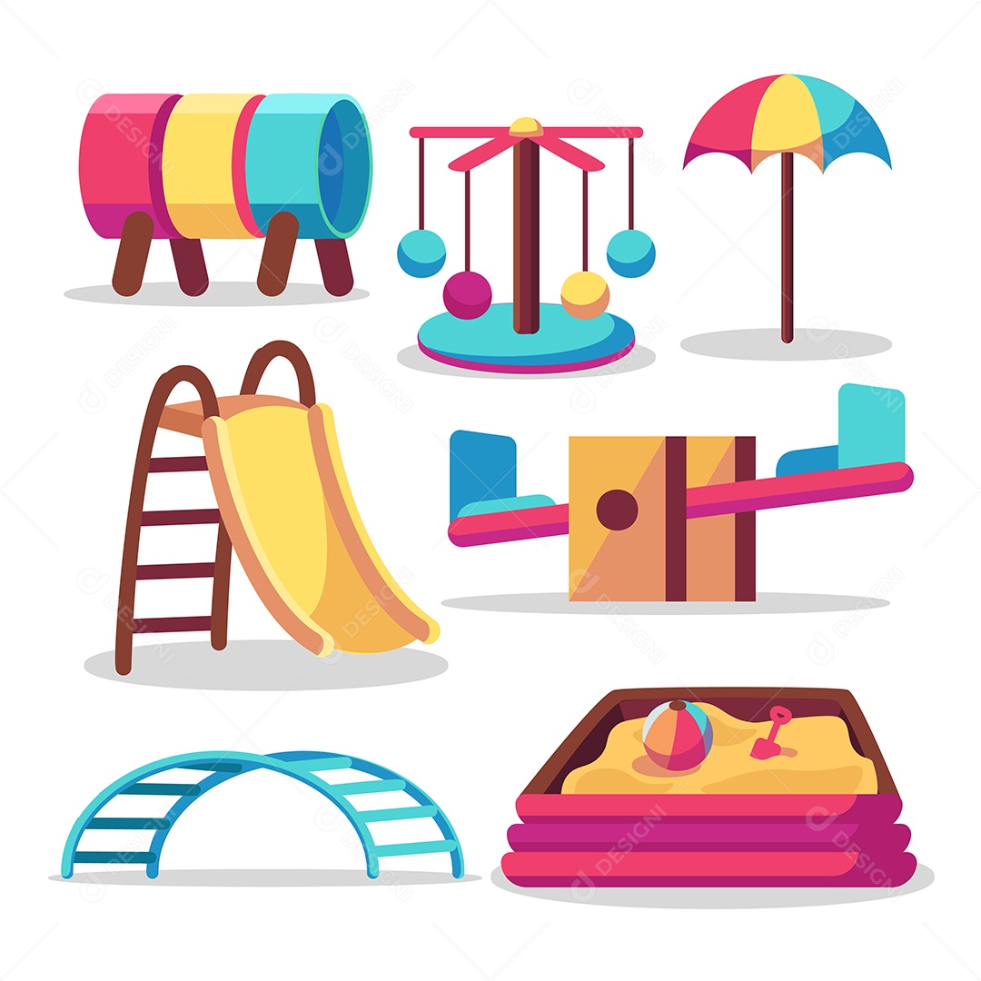 Elementos de Playground Infantil Ilustração Vetor EPS