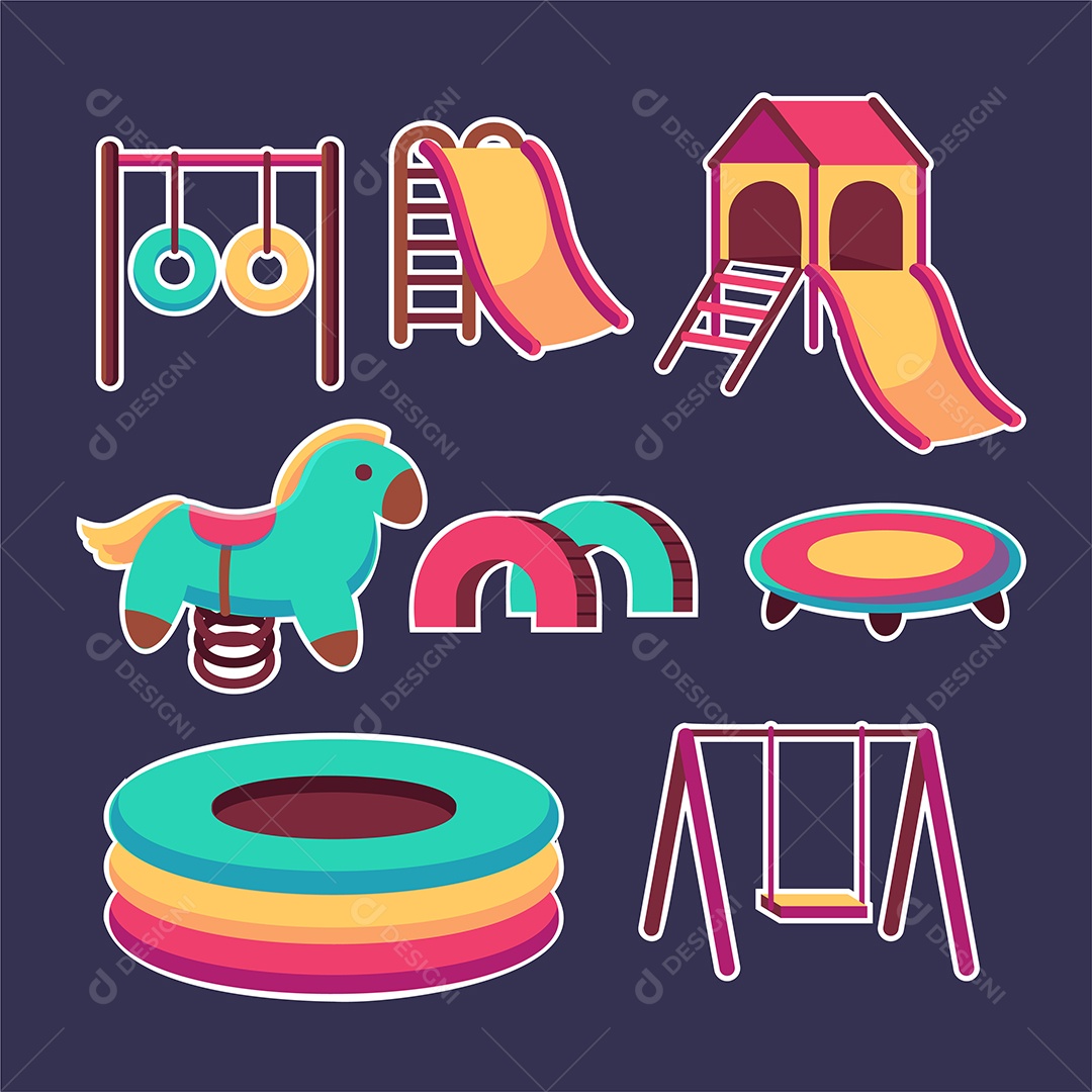 Elementos de Playground Infantil Ilustração Vetor EPS