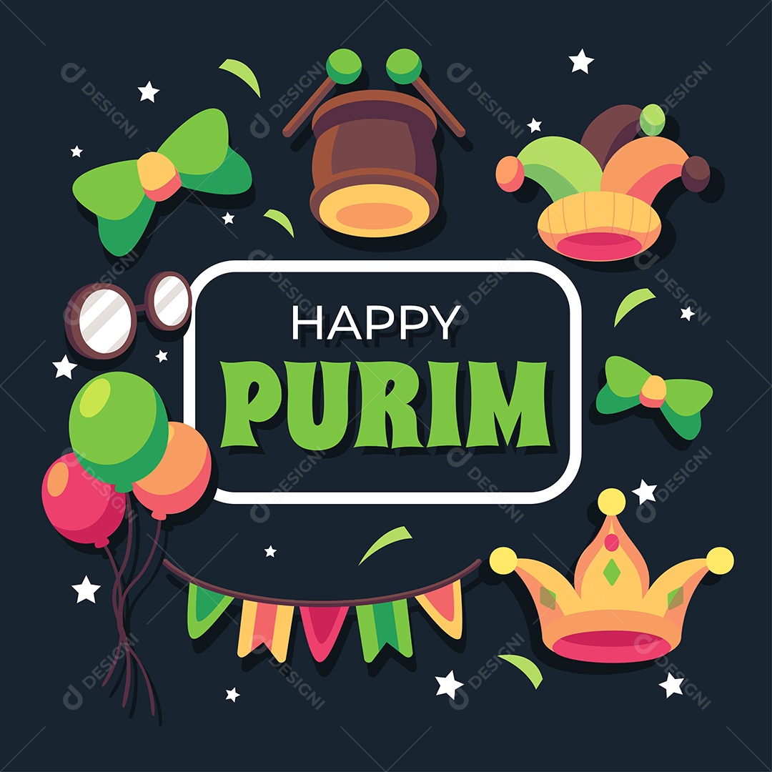 Feliz Dia de Purim Ilustração Vetor EPS