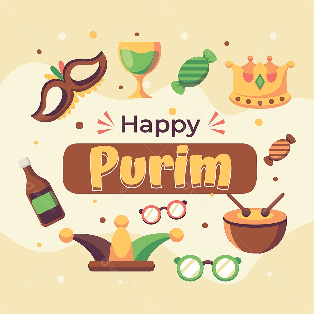 Feliz Dia de Purim Ilustração Vetor EPS