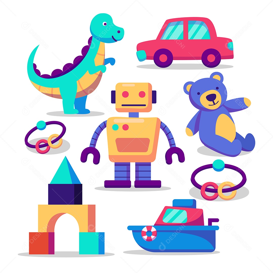 Conjunto de Desenhos de Brinquedos Ilustração Vetor EPS