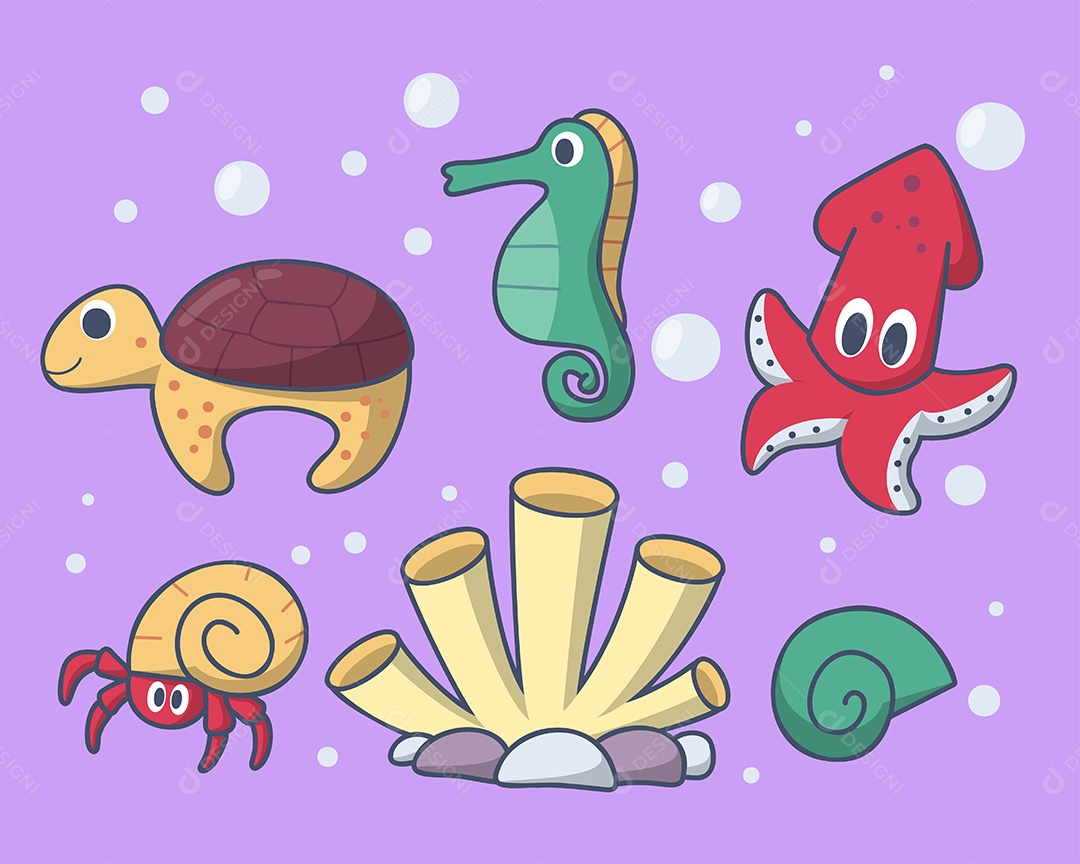 Vida Marinha Ilustração Vetor EPS