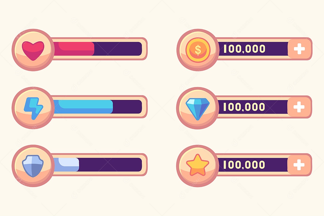 Conjunto de interface de Usuário de Jogos Vetor EPS