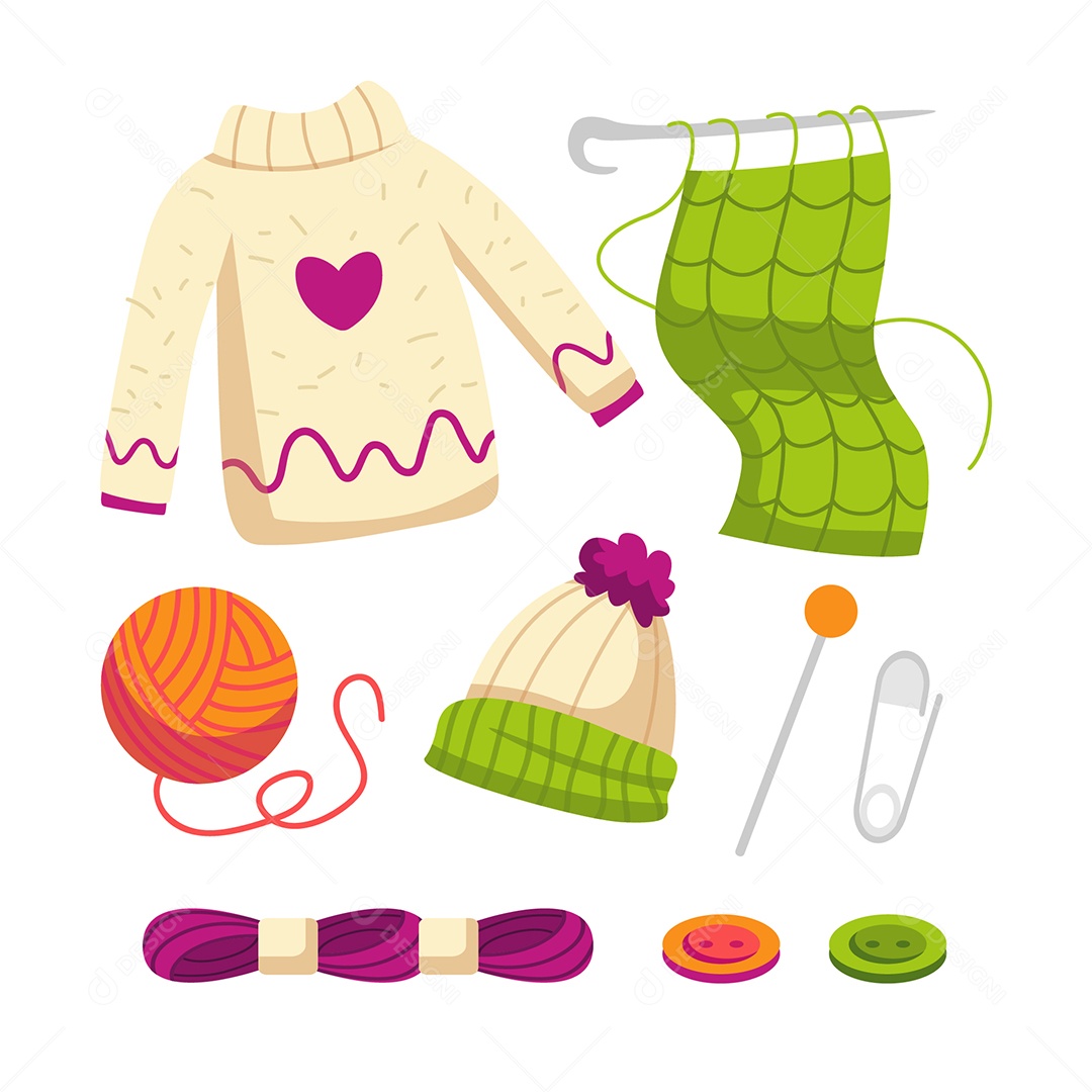 Ferramentas de Crochê Vetor EPS