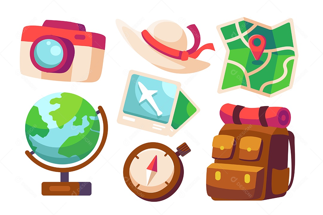 Elementos de Viagem Ilustração Vetor EPS