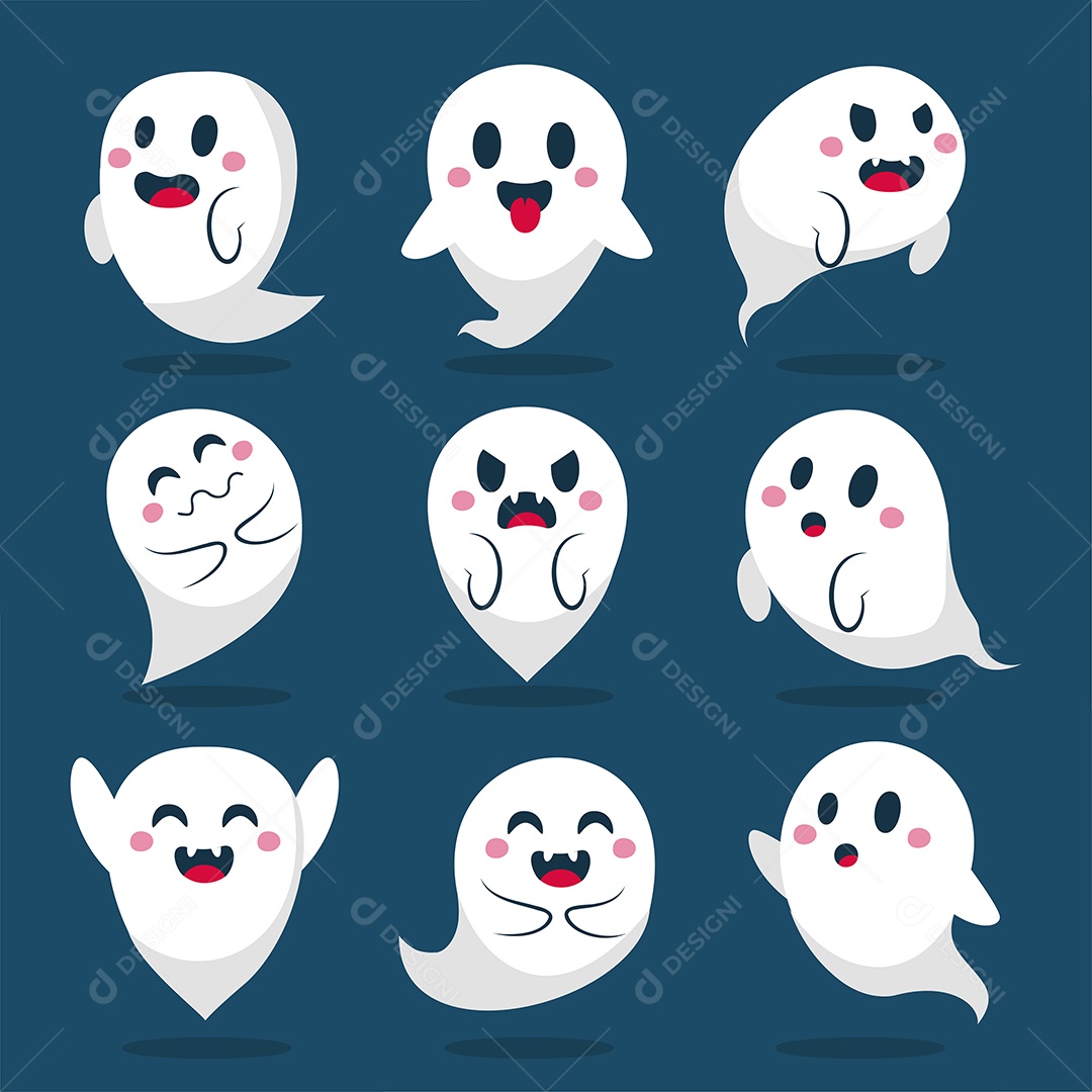 Conjunto de Fantasmas ilustração Vetor EPS