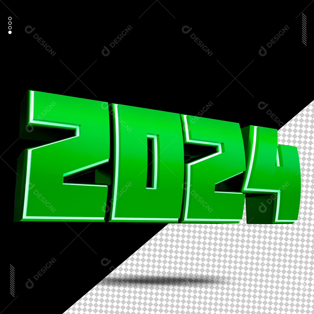 Efeito De Texto De Número 2024 Verde PSD Editável