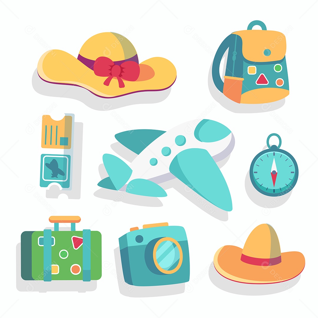 Elementos de Viagem Ilustração Vetor EPS