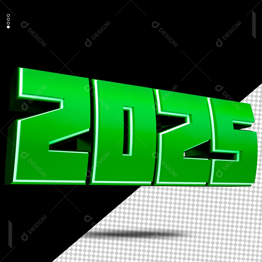 Efeito De Texto De Número 2025 Verde PSD Editável