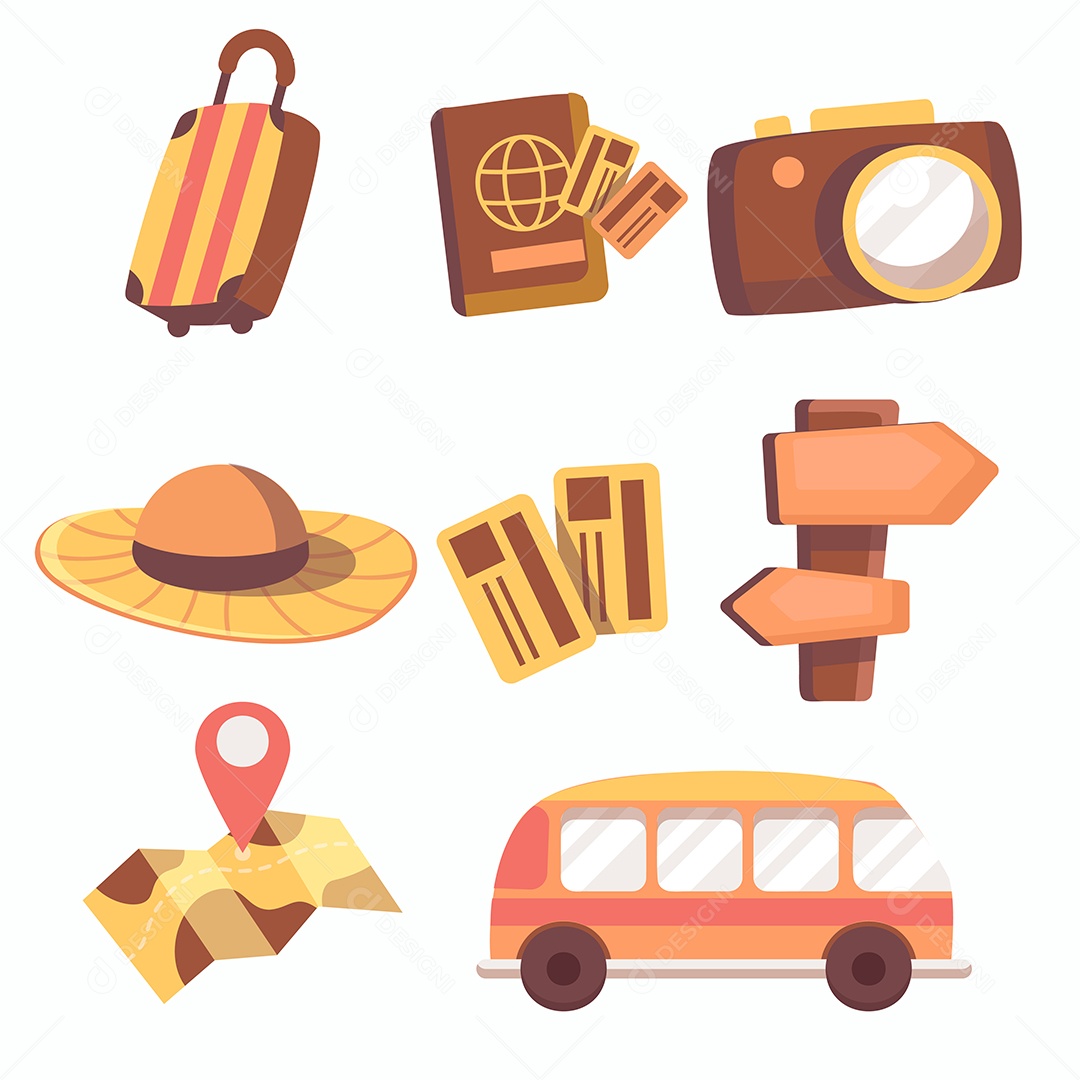 Elementos de Viagem Ilustração Vetor EPS