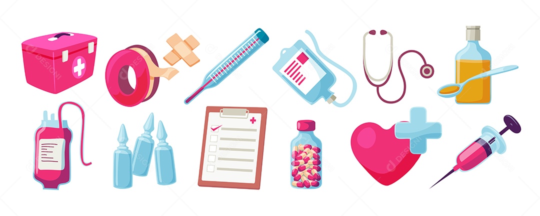 Conjunto de ícones de Primeiros Socorros Vetor EPS