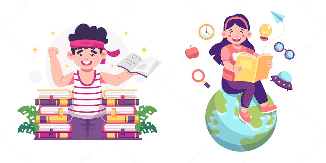 Personagens de Crianças Engraçadas Vetor EPS