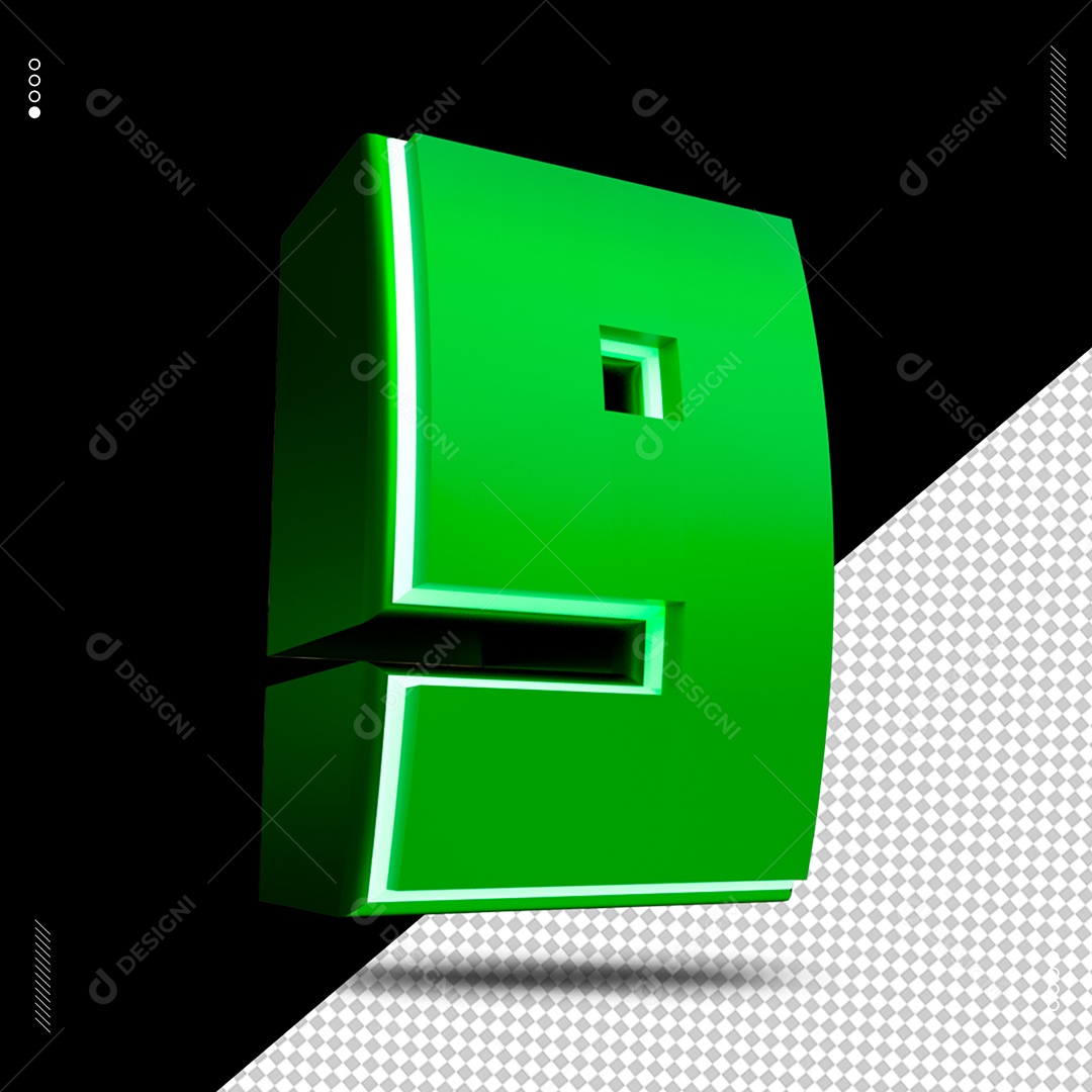 Efeito De Texto De Número 9 Verde PSD Editável