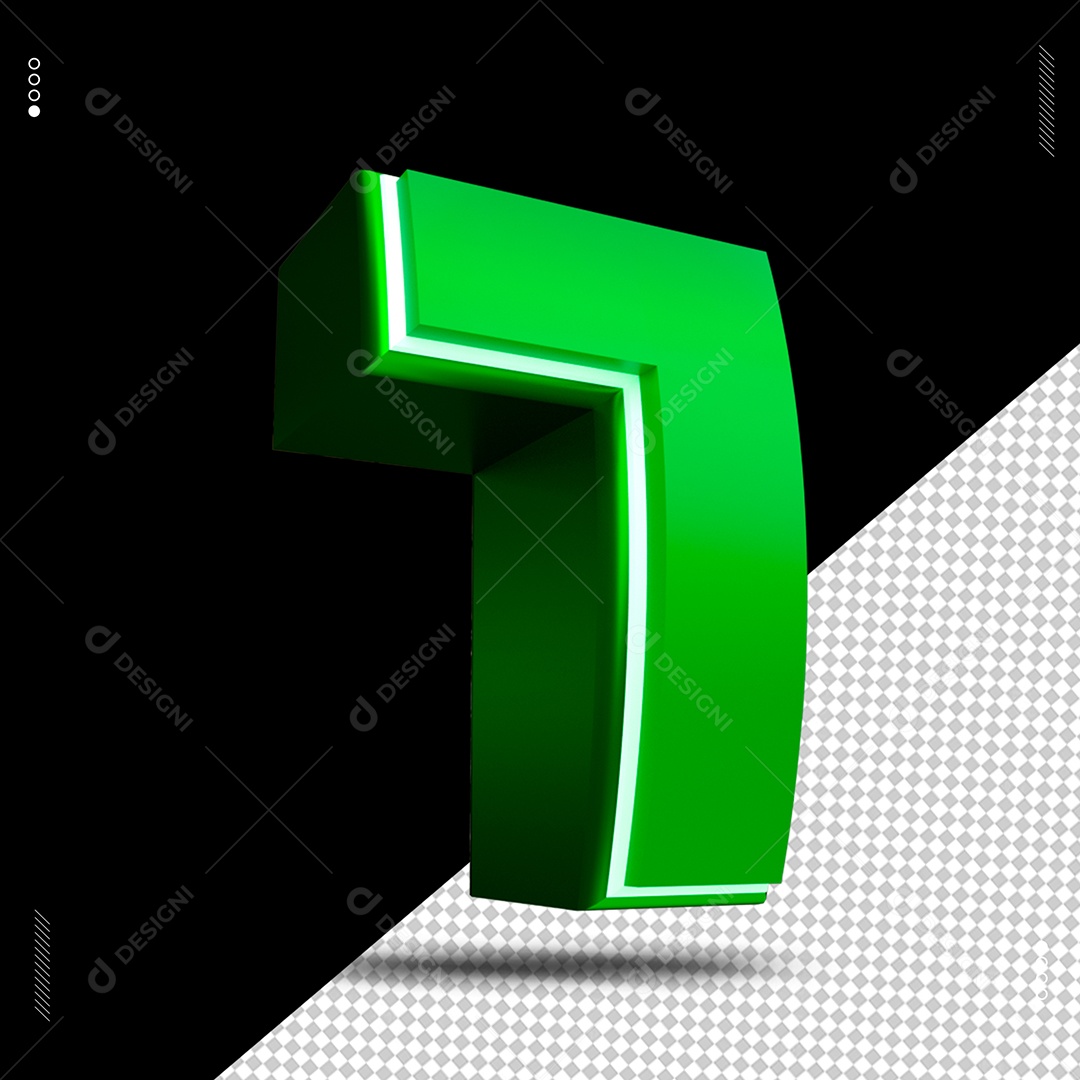 Efeito De Texto De Número 7 Verde PSD Editável