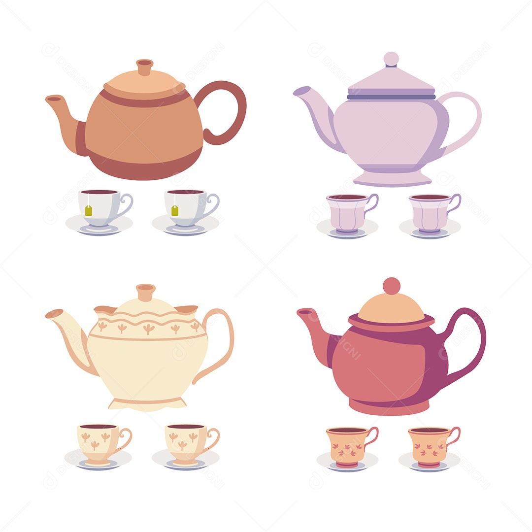 Conjunto de Hora do Chá Ilustração Vetor EPS