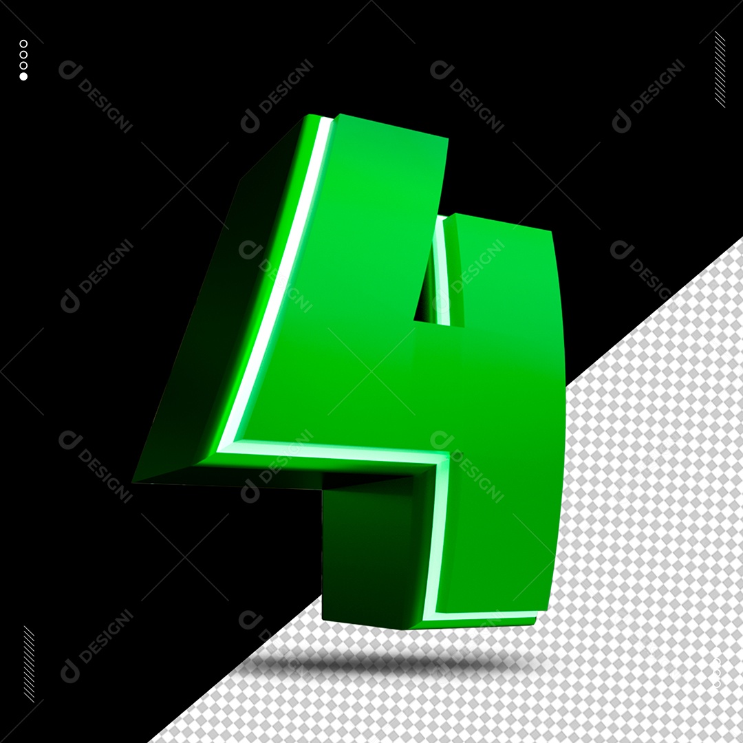 Efeito De Texto De Número 4 Verde PSD Editável