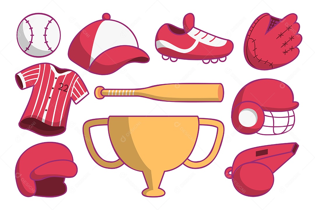 Conjunto De Beisebol Ilustração Vetor EPS