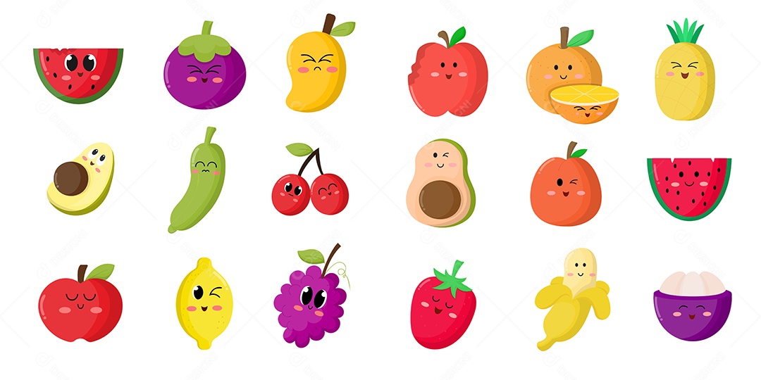 Coleção de Frutas Ilustração Vetor EPS