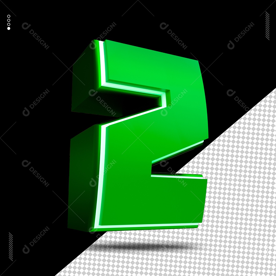 Efeito De Texto De Número 2 Verde  PSD Editável
