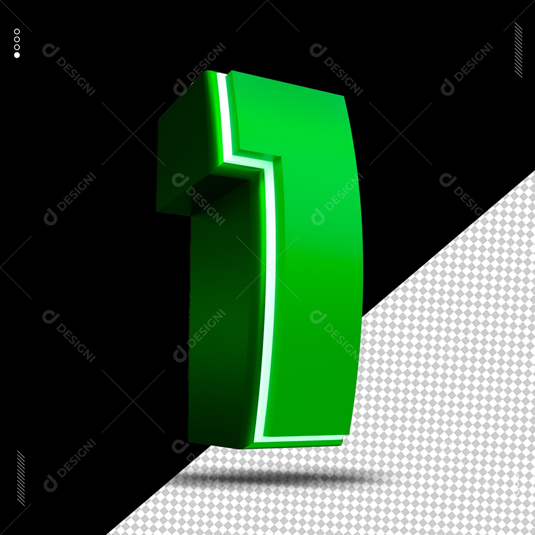 Efeito De Texto De Número 1 Verde PSD Editável