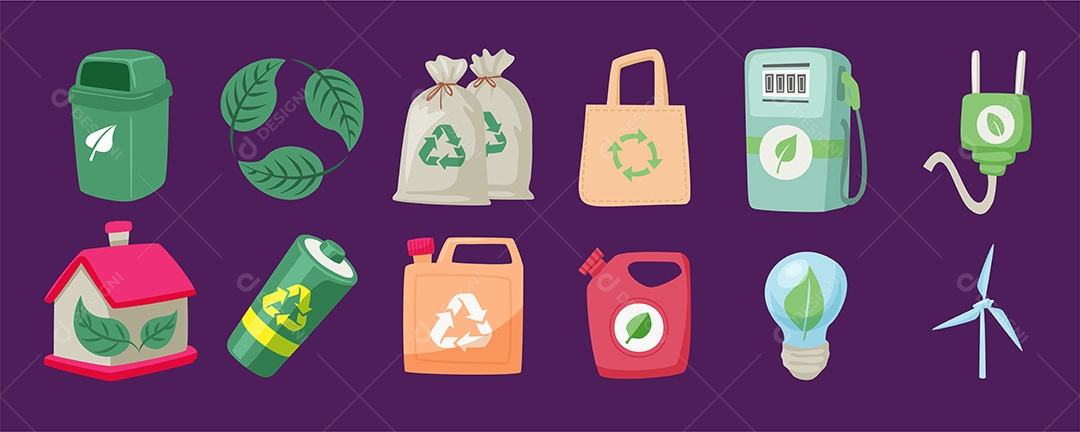 Coleção de Adesivos Ambientais Vetor EPS