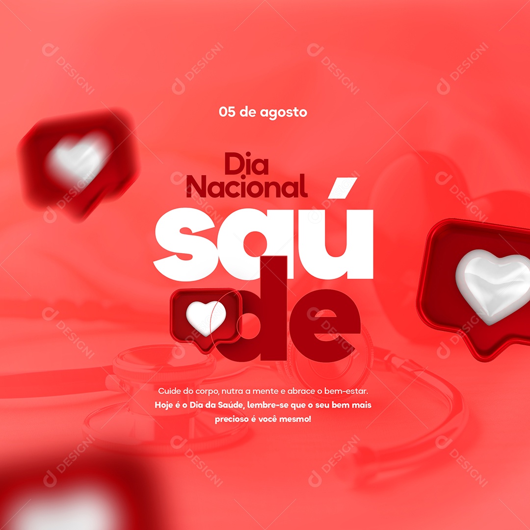 Dia Nacional da Saúde Social Media PSD Editável