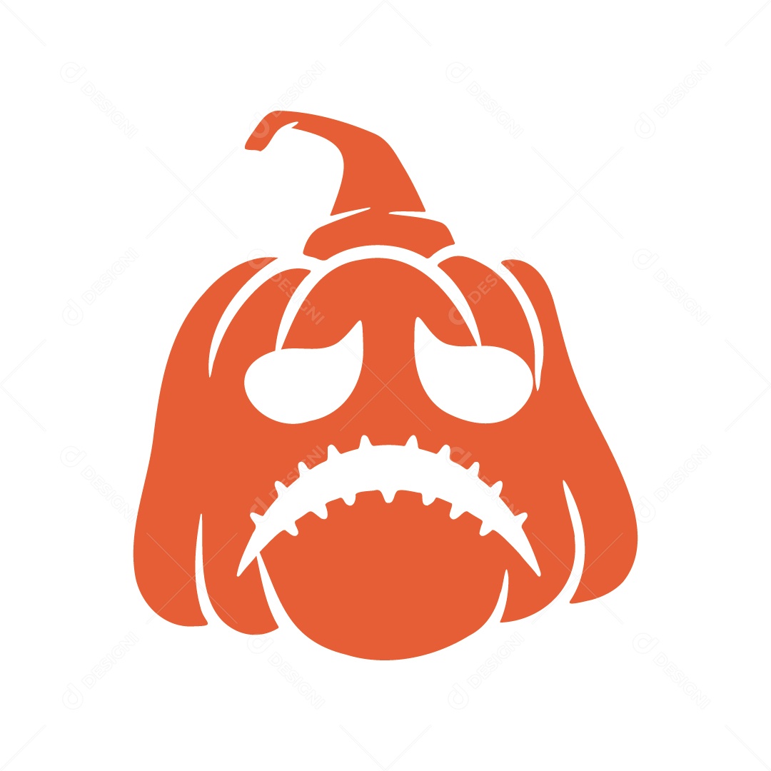 Abóbora Triste Ilustração de Halloween Vetor EPS