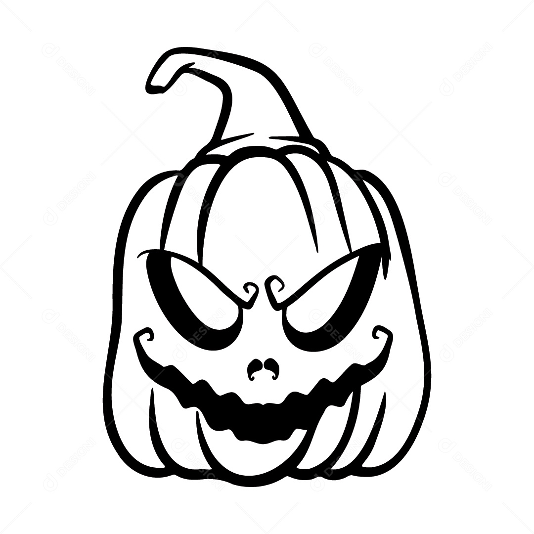 Abóbora Assustadora de Halloween Fundo Branco Ilustração Vetor EPS