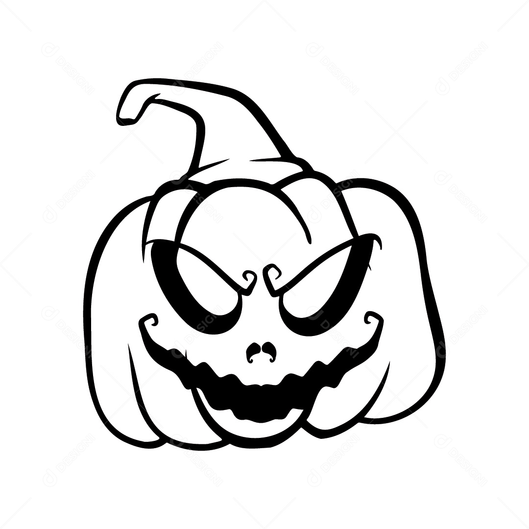 Abóbora Malvada de Halloween Fundo Branco Ilustração Vetor EPS